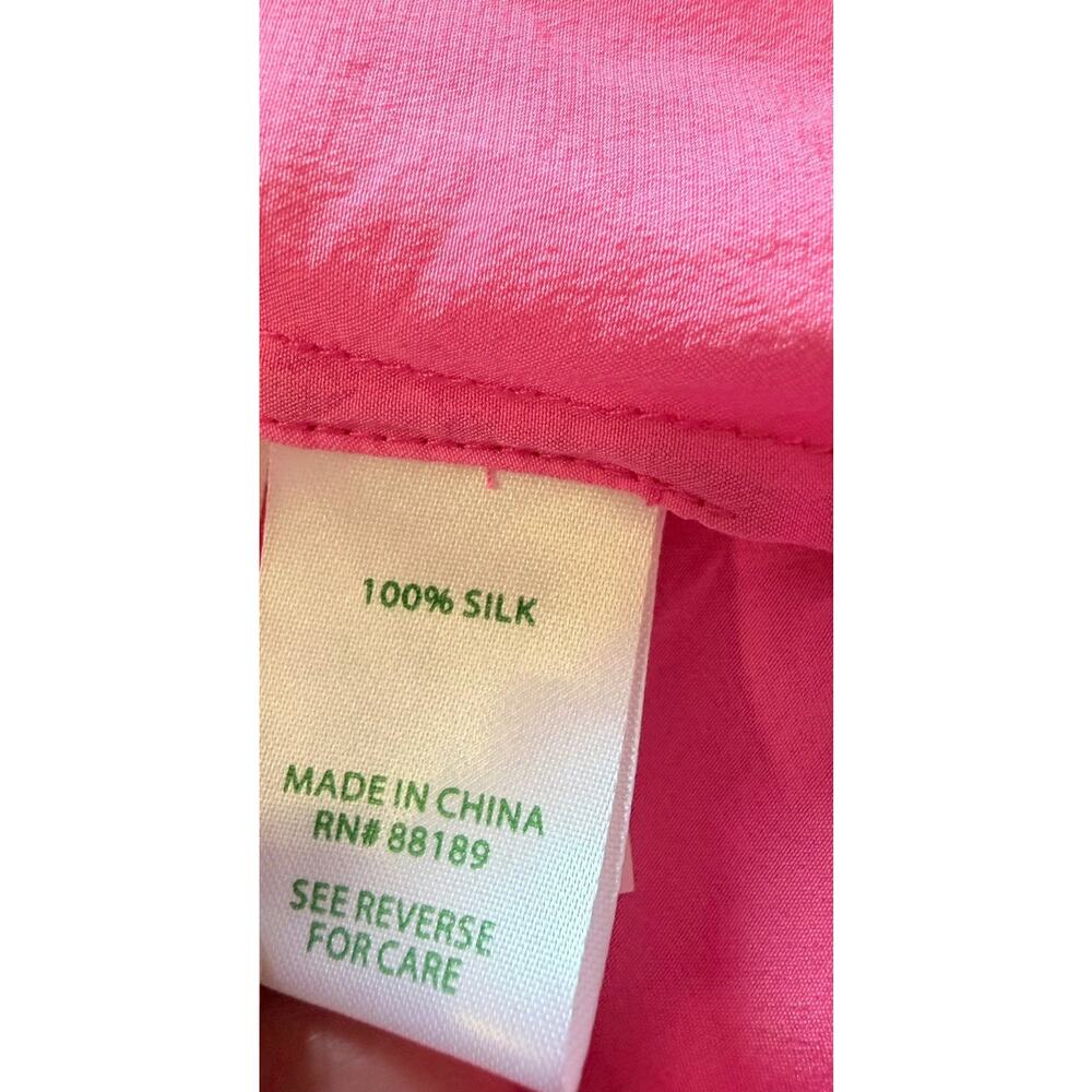 Lilly Pulitzer Size Large Sanilla Top 100% Silk Off the Shoulder Blouse Hot Pink - Picture 8 of 13